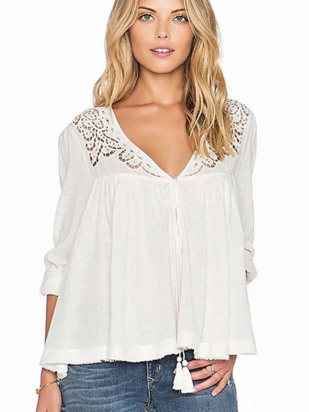 Free People Doin' It Right Blouse in Ivory